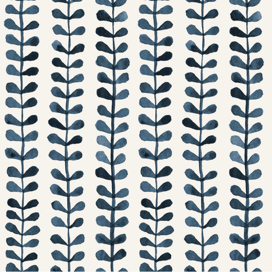 NORDIC LEAF VINTAGE BLUE SHEER LINEN CURTAINS