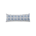 Load image into Gallery viewer, Handcrafted Moroccan Amara lumbar cushion in blue and blush floral tile pattern – decorative boho pillow for home styling
