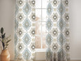 Load image into Gallery viewer, KENAYA 1 BLUE AND TAUPE SHEER LINEN CURTAINS