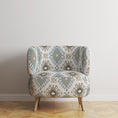 Load image into Gallery viewer, KENAYA BLUE AND TAUPE FABRIC BY YARD