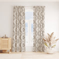 Load image into Gallery viewer, contemporary modern boho taupe ikat print linen curtains
