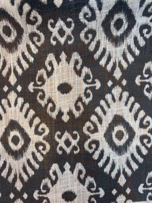 KENAYA 2  CHARCOAL BLACK SHEER LINEN CURTAINS