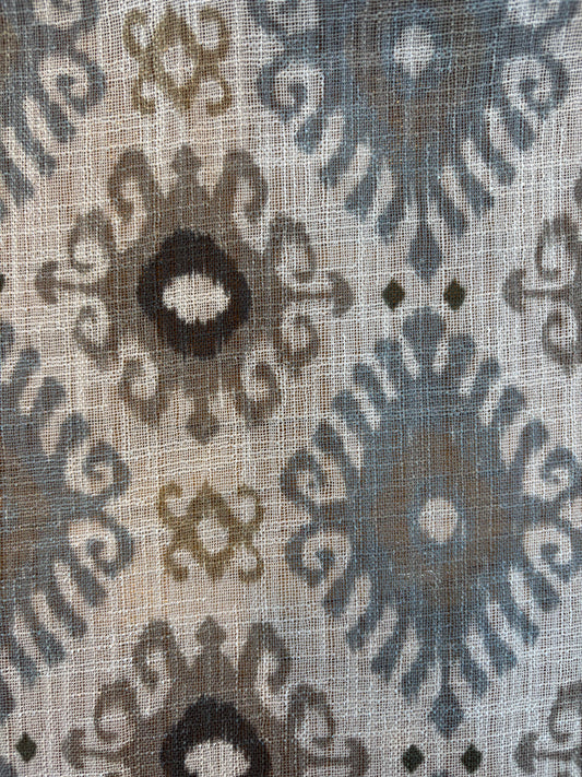 KENAYA 1 BLUE AND TAUPE SHEER LINEN CURTAINS