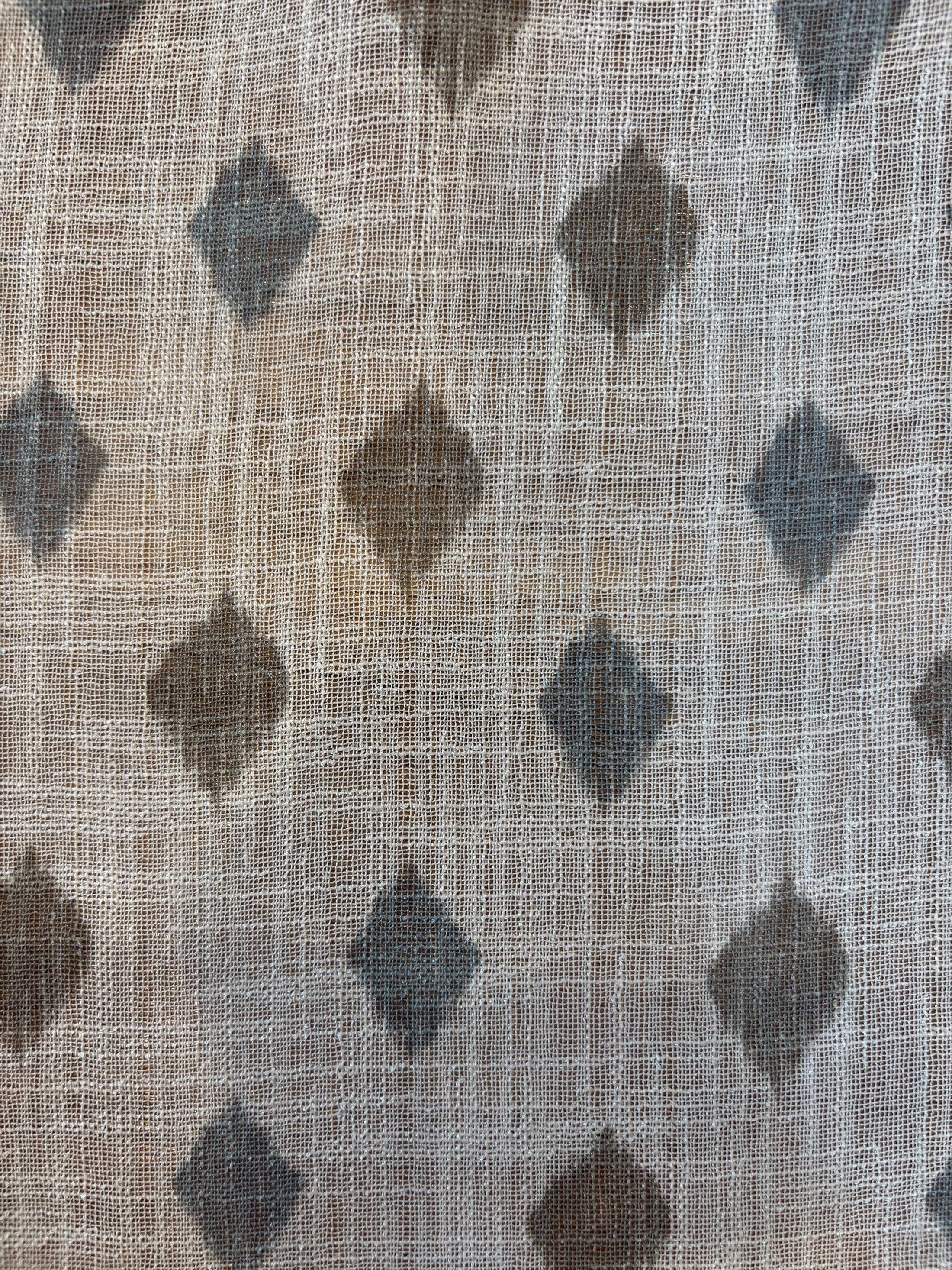 KETUT BLUE AND TAUPE SHEER LINEN CURTAINS