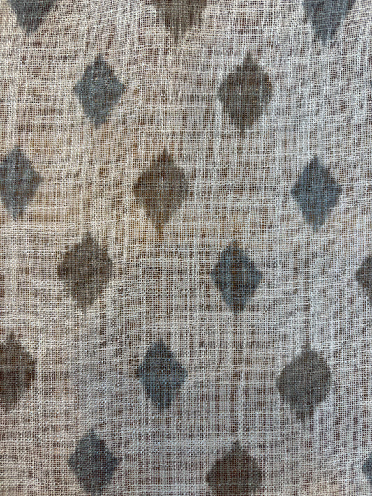 KETUT BLUE AND TAUPE SHEER LINEN CURTAINS