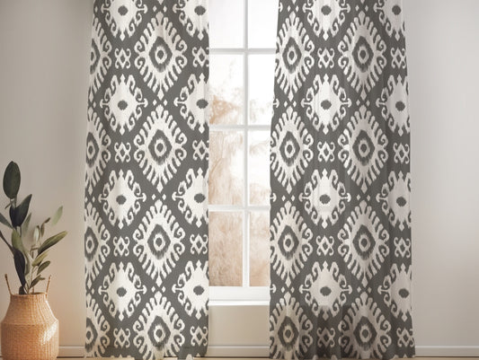 KENAYA 2  CHARCOAL BLACK SHEER LINEN CURTAINS