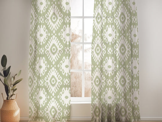 KENAYA 2  MUTED GREEN SHEER LINEN CURTAINS