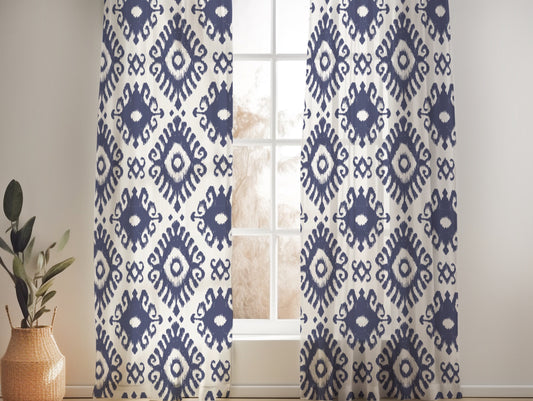 KENAYA 3 MID NIGHT BLUE  SHEER LINEN CURTAINS