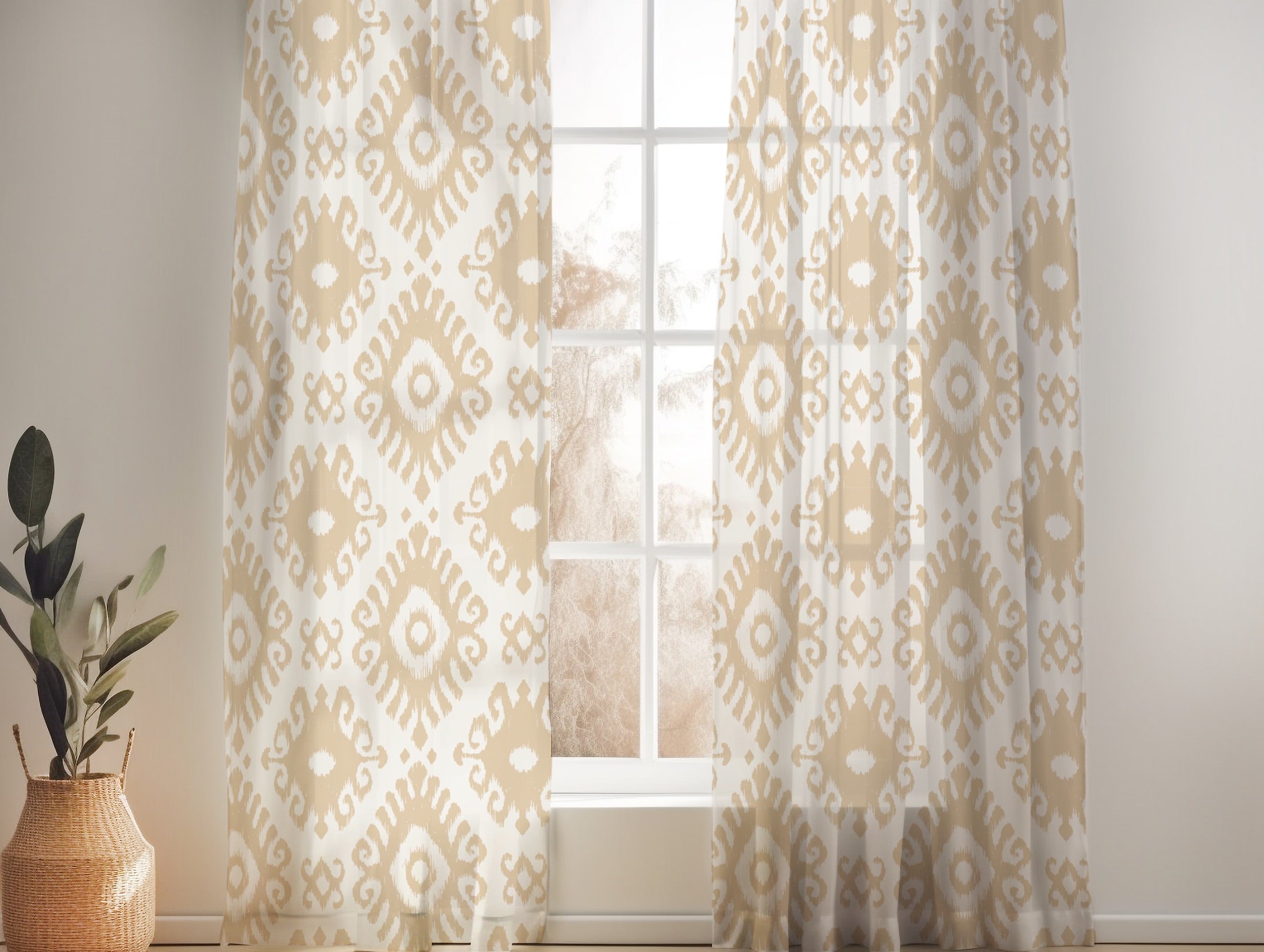 KENAYA 3 SOFT BEIGE  SHEER LINEN CURTAINS