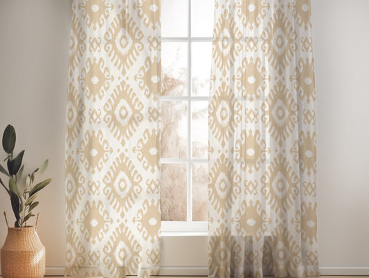 KENAYA 3 SOFT BEIGE  SHEER LINEN CURTAINS