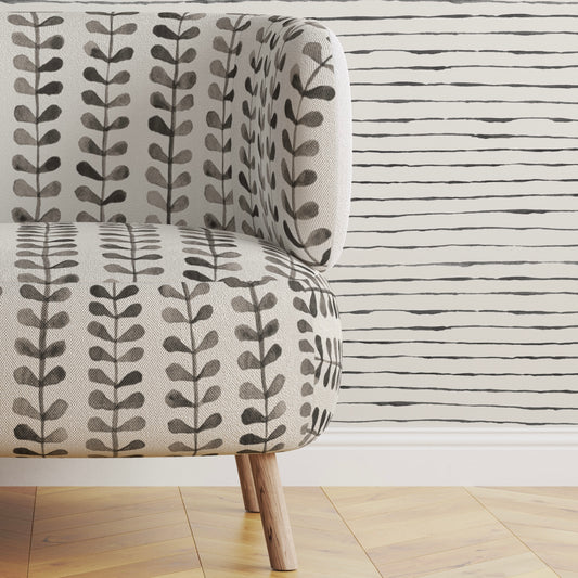 NORDIC LEAF CHARCOAL BLACK FABRIC BY YARD