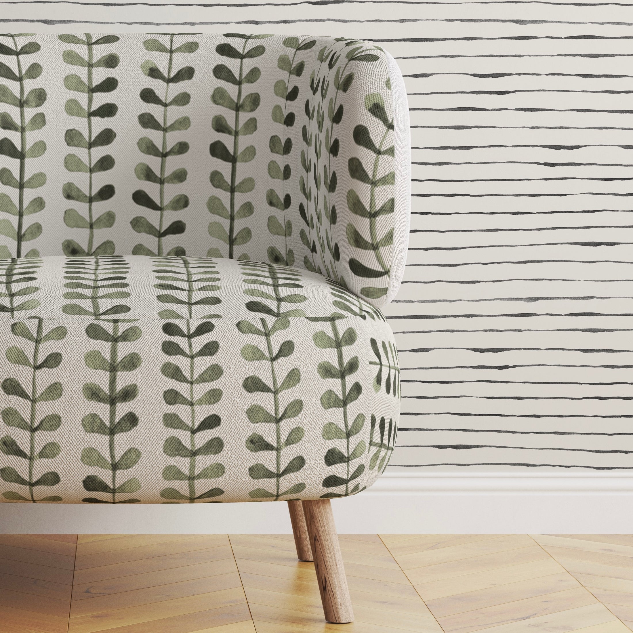 NORDIC LEAF MUTED GREEN FABRIC BY YARD