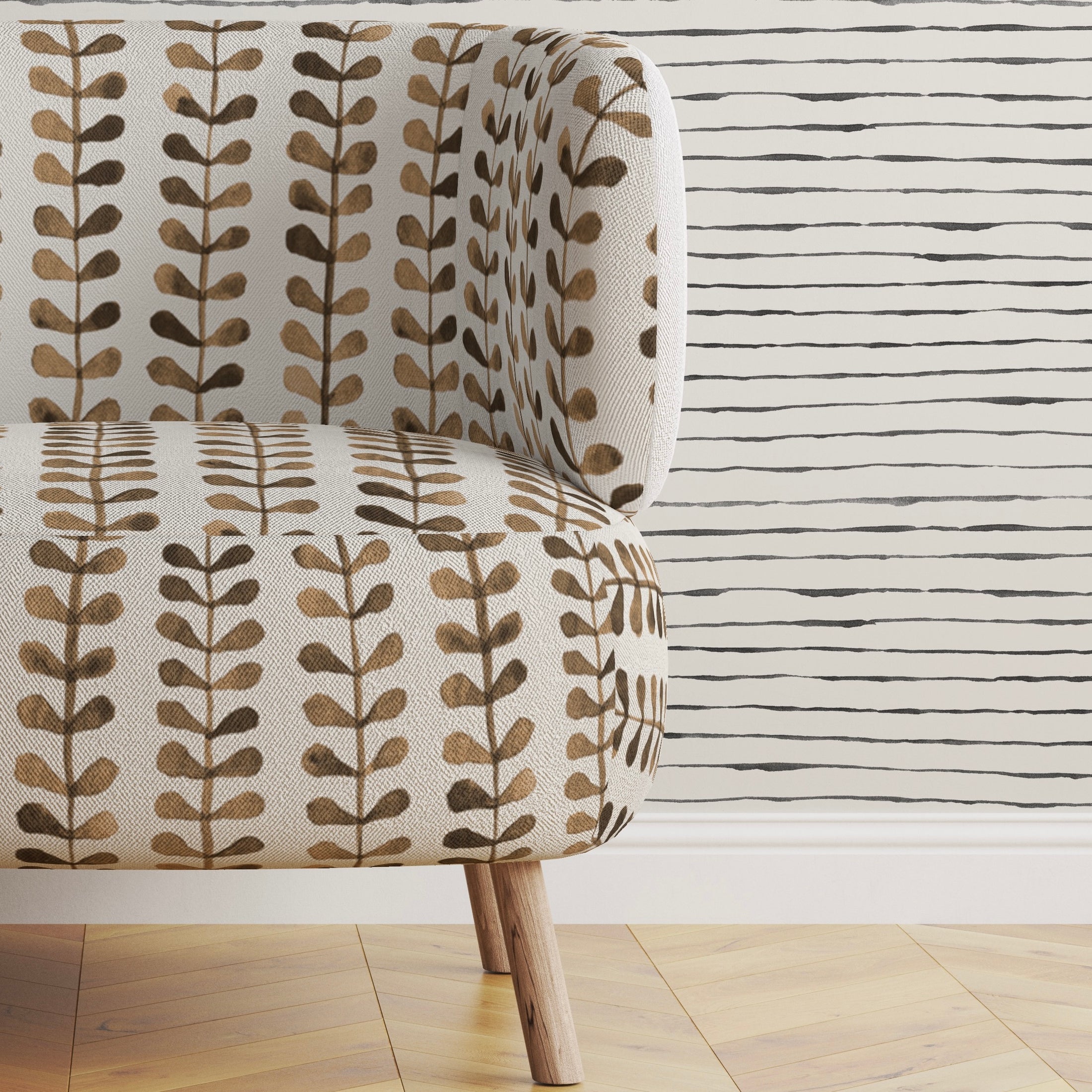 NORDIC LEAF TERRACOTTA FABRIC BY YARD