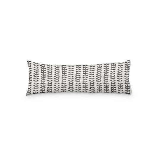 NORDIC LEAF CHARCOAL BLACK  LUMBAR CUSHION
