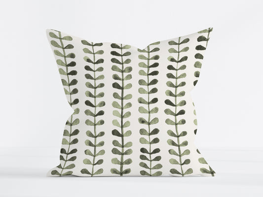 NORDIC LEAF MUTED GREEN SQUARE CUSHION