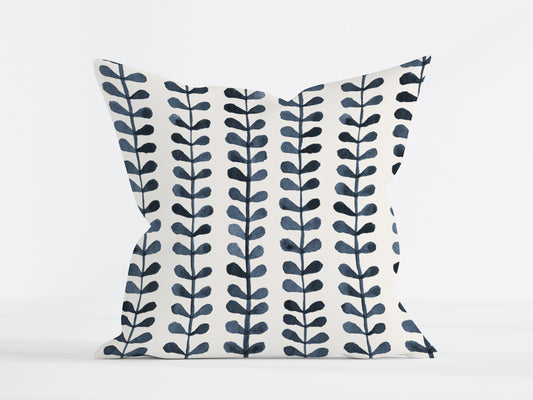 NORDIC LEAF VINTAGE BLUE SQUARE CUSHION