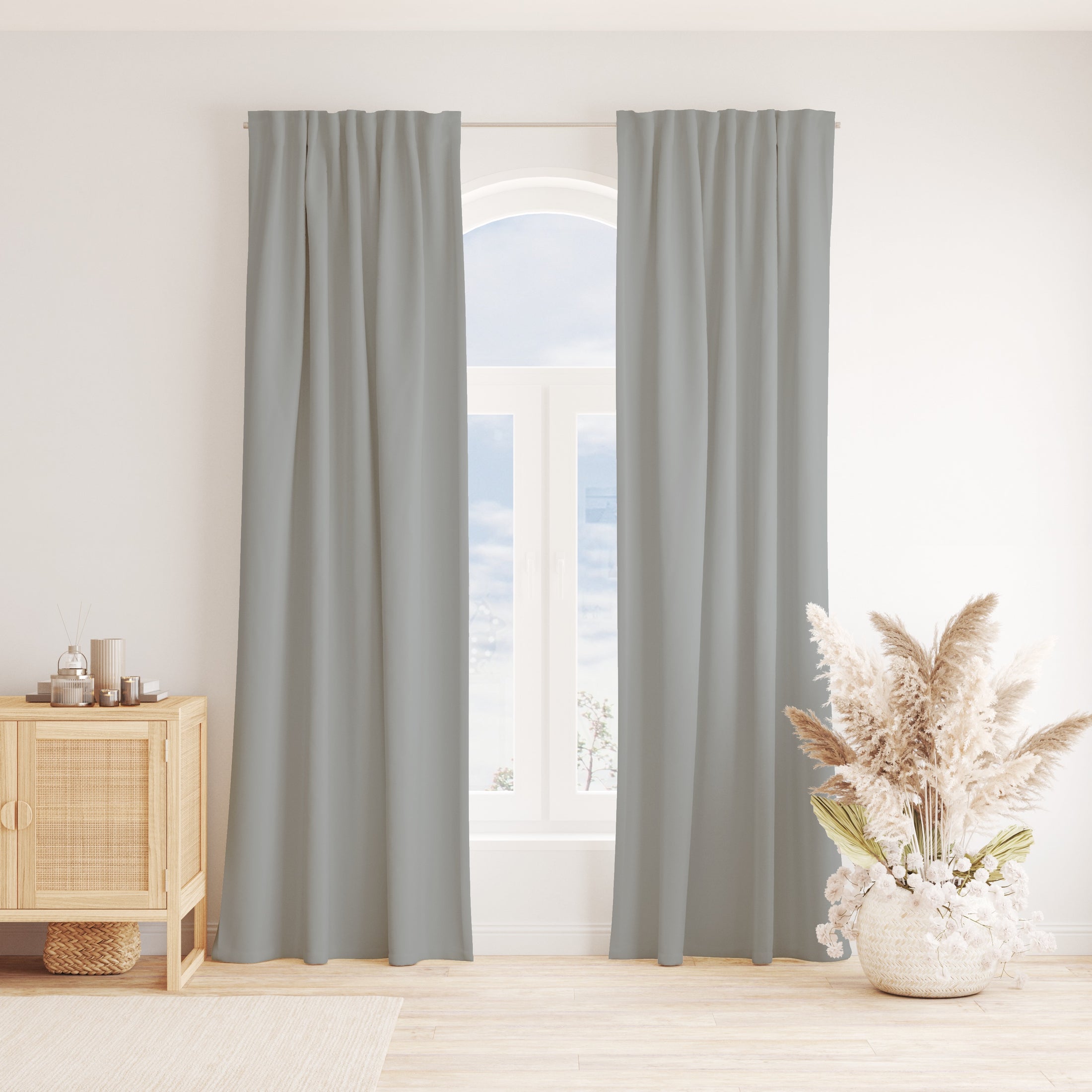 STEEL GREY LUXE LINEN CURTAINS
